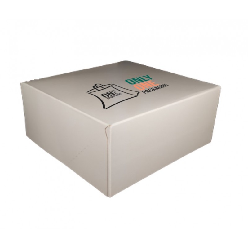 Caja cartón cuadrada blanca personalizable (250